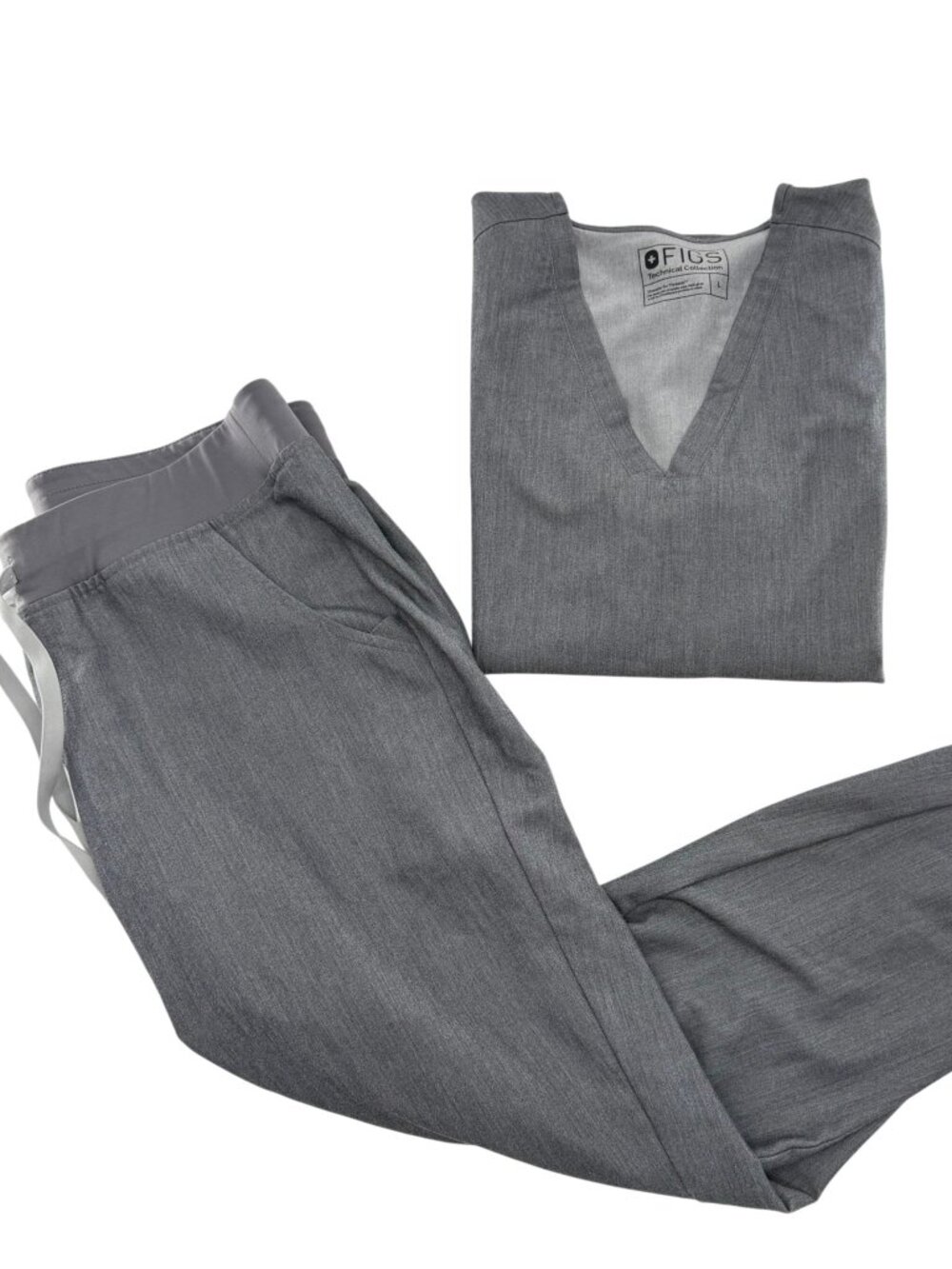 FIGS Women's Scrub Set Sz L Graphite Gray Casma Top & Uman High Rise Jogger L